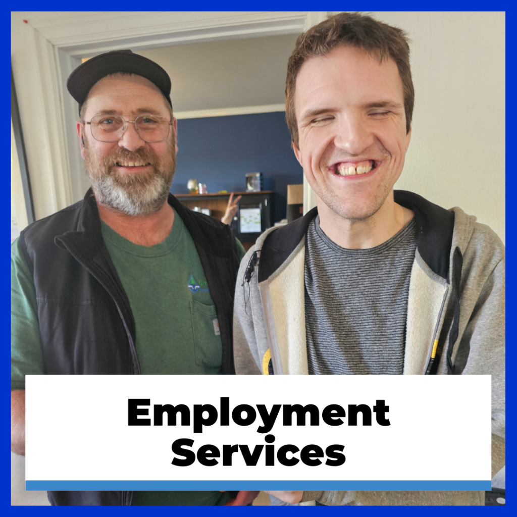 Employment Services PICTURED: Brandon receiving his first paycheck with Greenworks.